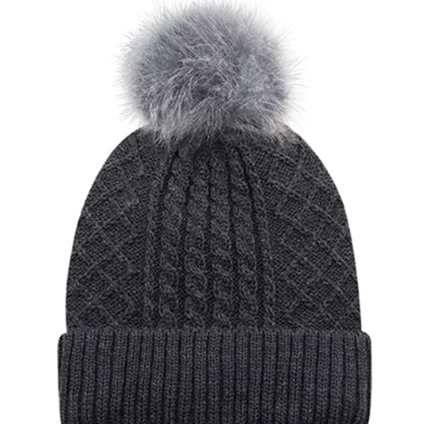 Cuff Toque with Faux Fur Pom Pom Thumbnail