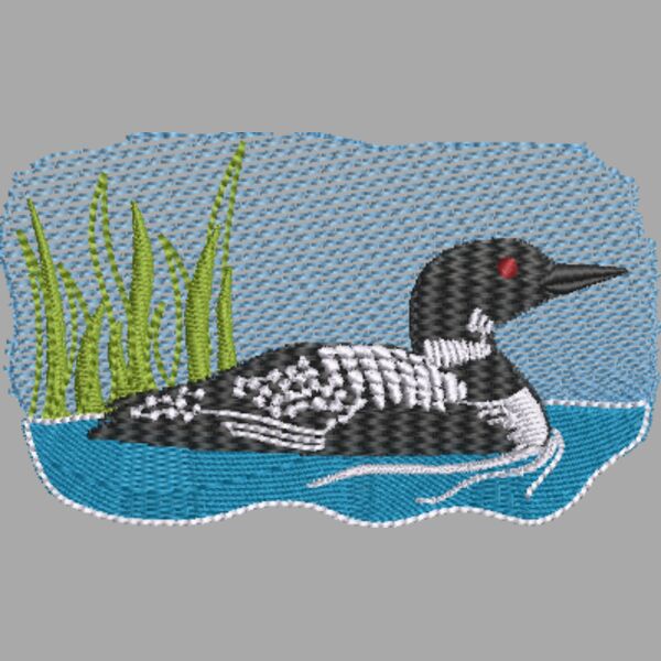Loon with grass and sky Thumbnail
